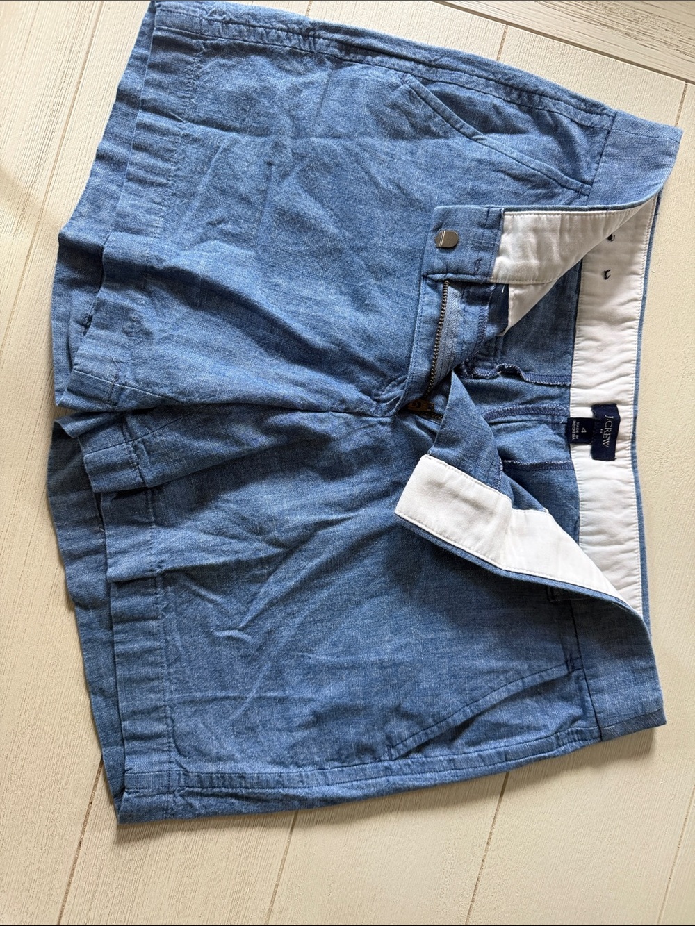 J. Crew Light Blue Cotton-Blend Flat Front Shorts Women’s size 4